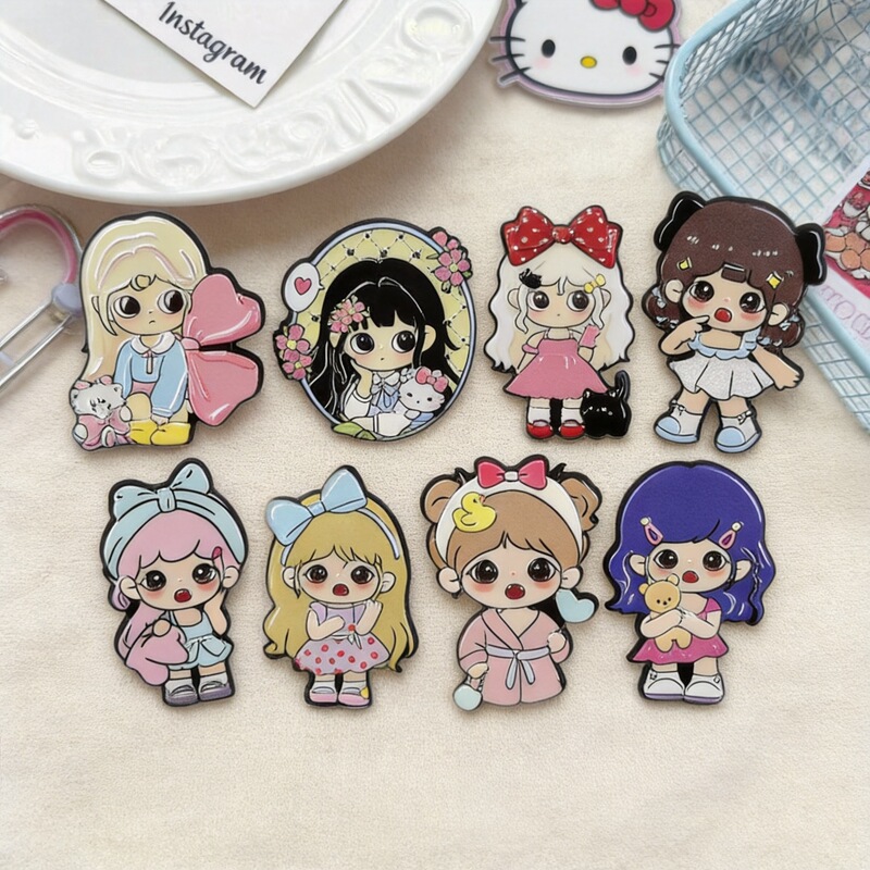 Cartoon Acetate Girl Collection Accessories Cute Cactus Ice Cream Hair Accessories Refrigerator Magnets Phone Cases Wholesale