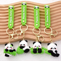 キーホルダー、子供用ギフト、卸売クリエイティブソフトプラスチック中国風ペンダント、漫画竹パンダキーホルダー