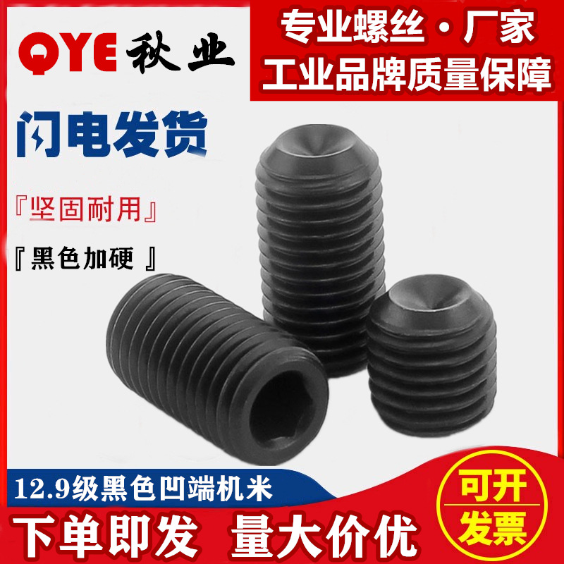 12.9 학년 고강도 세트 스크류 컨캐브 엔드 육각형 소켓 탑 와이어 M3-M12 블랙 헤드리스 스크류