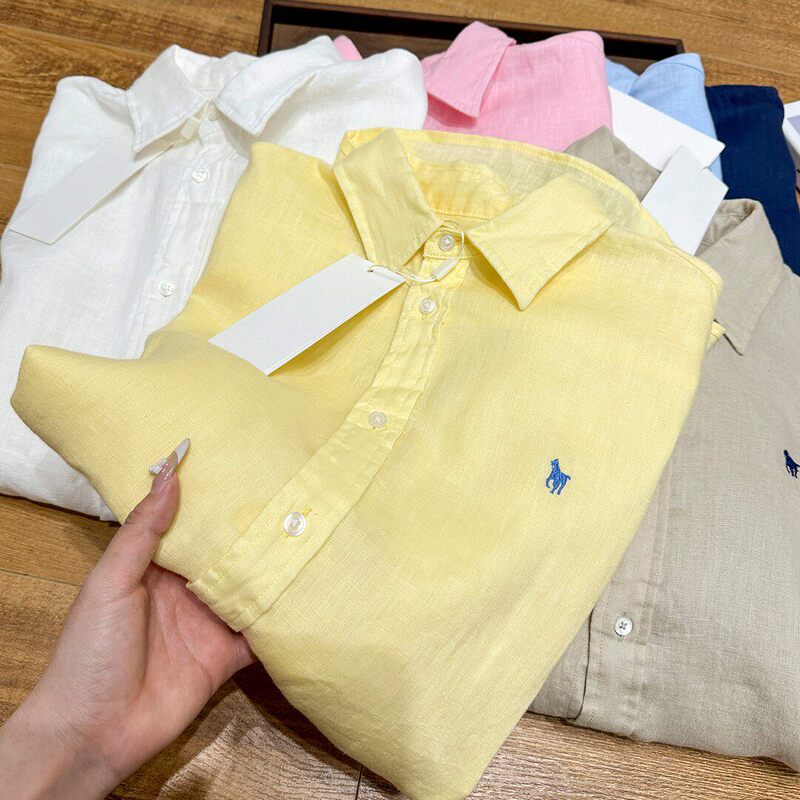 Old Money Style Pony Logo Cotton-Linen Shirt for Women 2026 Spring and Autumn New Linen Outerwear Shirt Autumn Thin Air-Conditioning Shirt