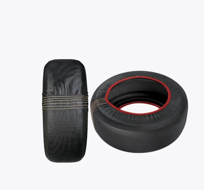 Automobile special tire anti-skid cover portable polyester wear-resistant mesh cloth snow tire cover (Spare wheel cover) - hy054-black-2-pieces
