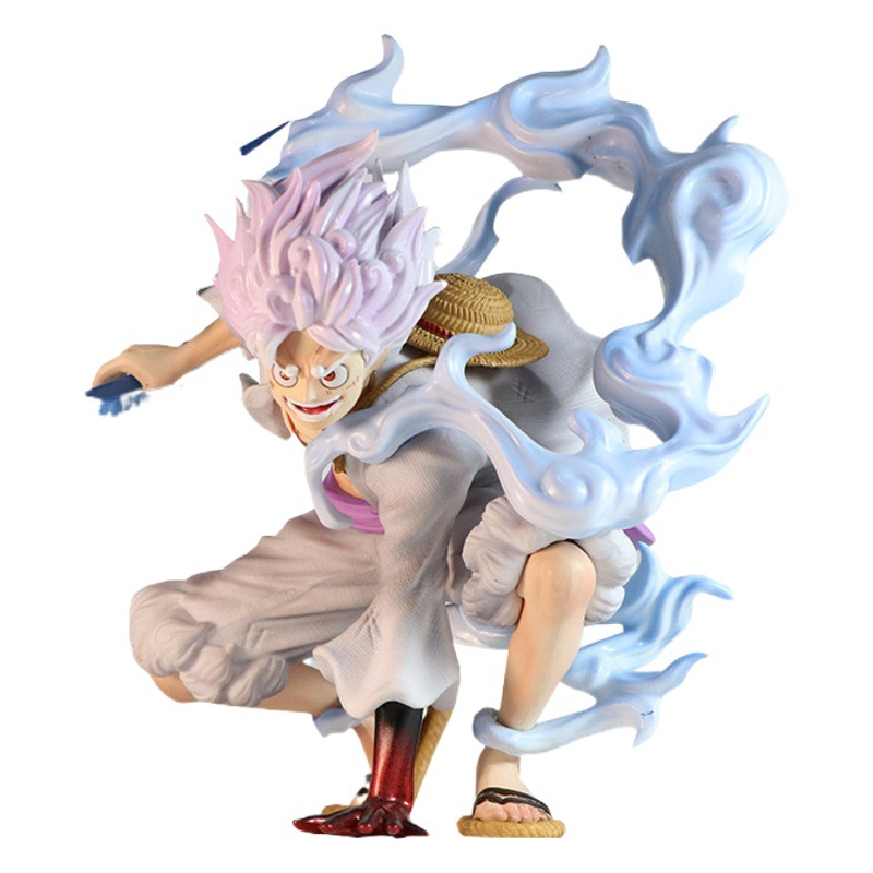 Una pieza GK postura en cuclillas de cinco engranajes nicka sol dios luffy rayo efecto especial captura rayo modelo adornos hechos a mano al por mayor