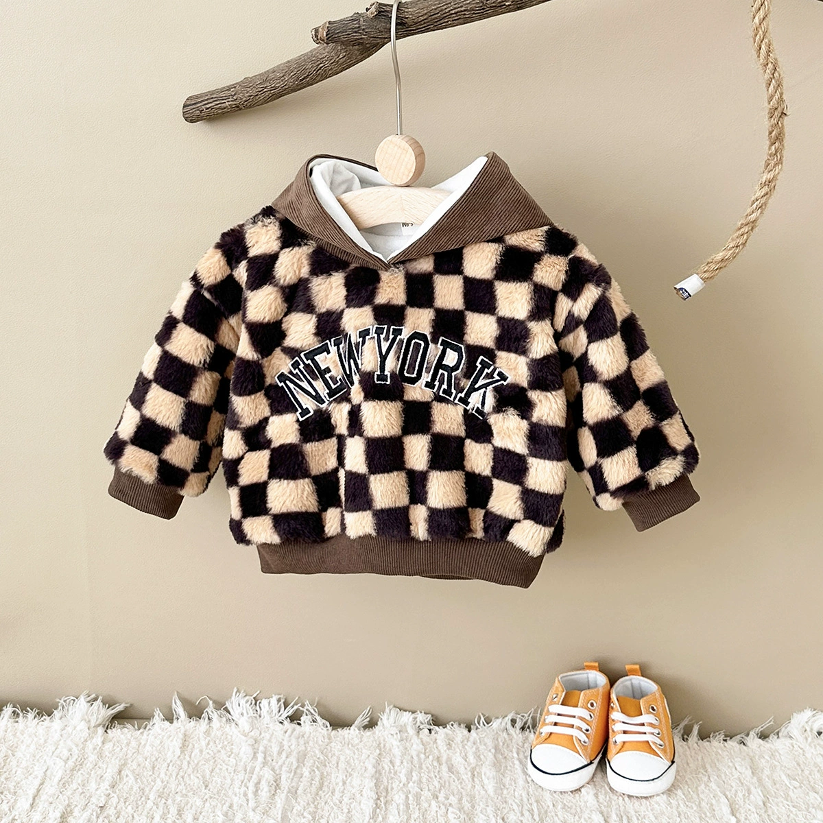Winter children's hoody for men and women, sweatshirt, velvet thermal underwear, Korean style, (Cross-border trading)