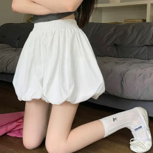设计感白色短裙高腰显瘦半身裙女装夏季小众花苞裙黑色蓬蓬a字裙