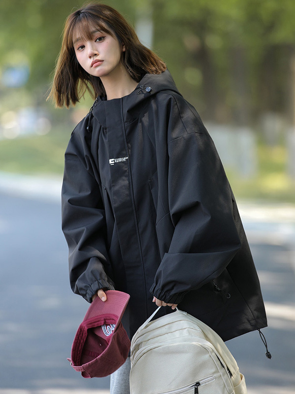 NASA美式机能冲锋衣女款春秋季户外防水登山服小个子潮流夹克外套|undefined