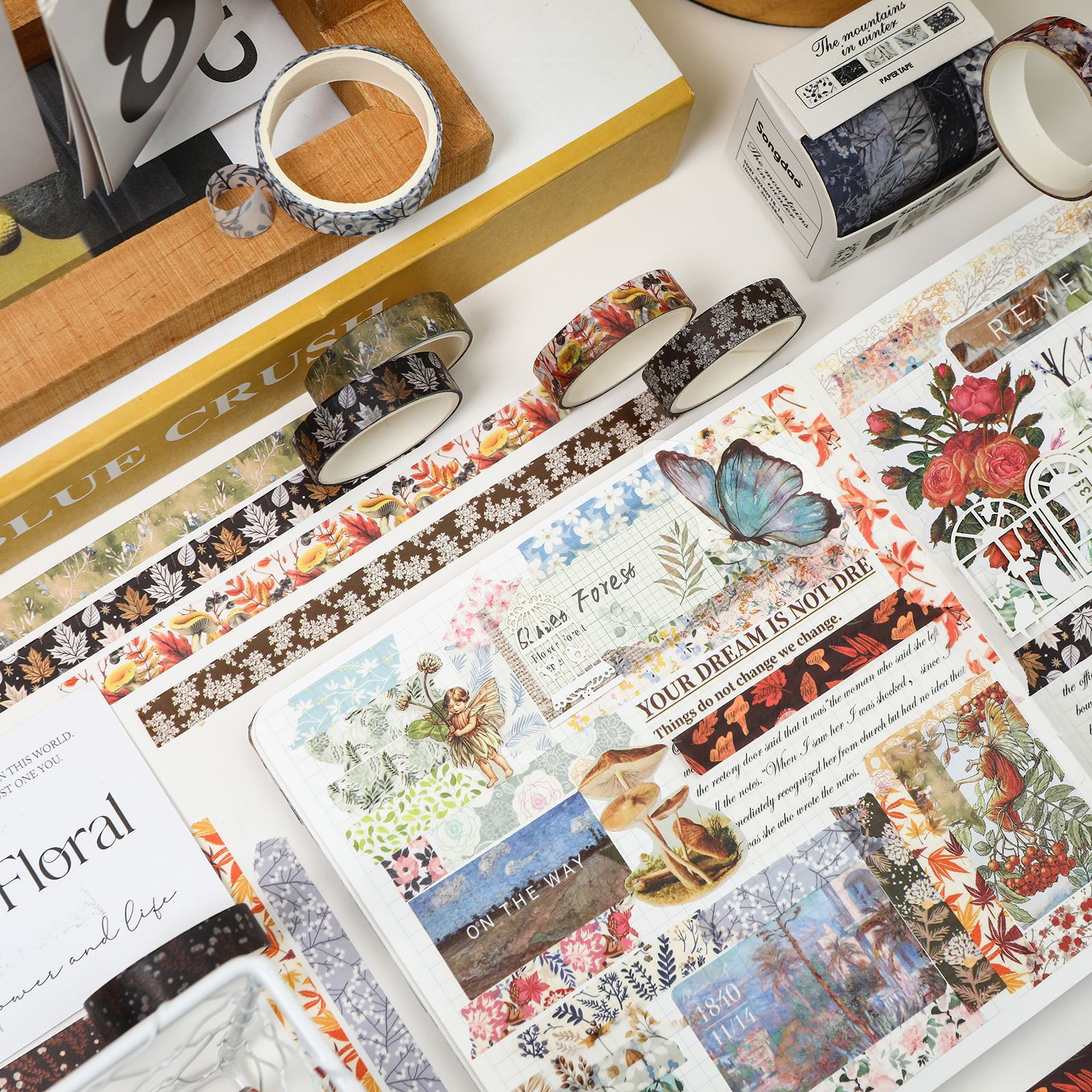 Paper tape, retro base creative set, stickers