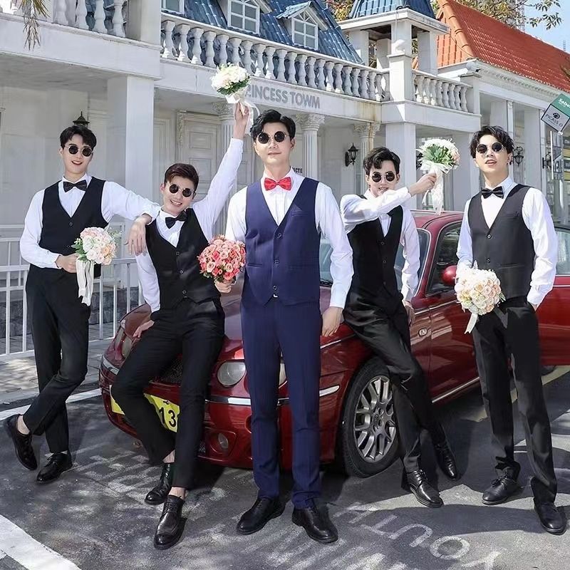 伴郎服西装三件套正装兄弟装团服男西式礼服学生演出结婚西装套装|undefined
