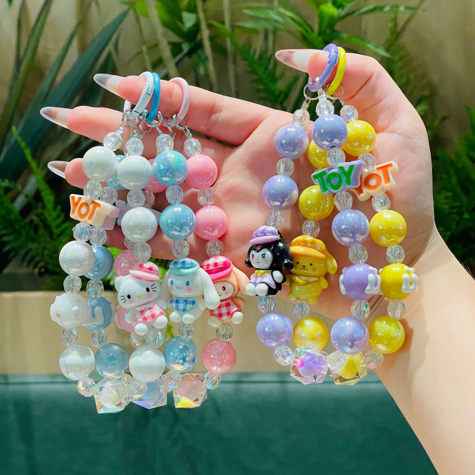 Little Red Book's Same Creative Doll Sanrio Beaded Mobile Phone Chain Toy Letter Car Key Chain Mobile Phone Case