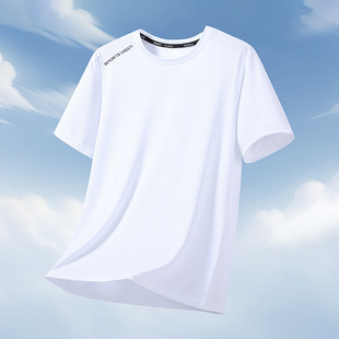 Quick-Drying Ice Silk Short-Sleeved T-Shirt for Men and Women in Summer Thin Breathable Sports Cool Loose T-Shirt Plus Fat Large Size Half-Sleeve