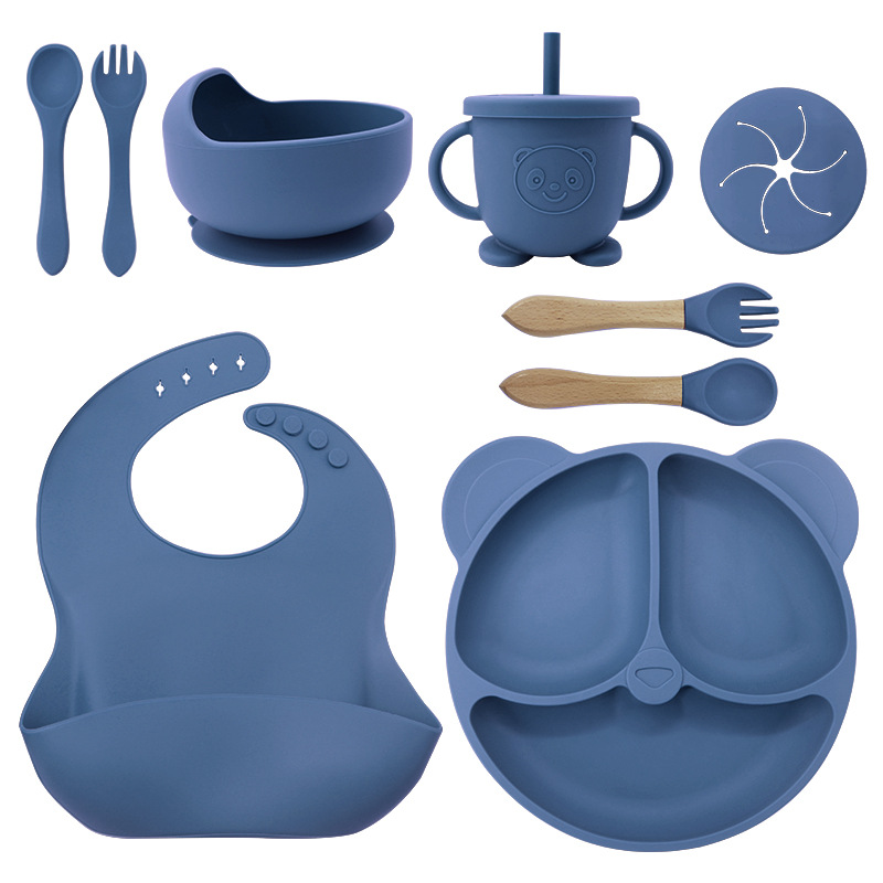 Juego de vajilla de mesa de silicona de panda rojo