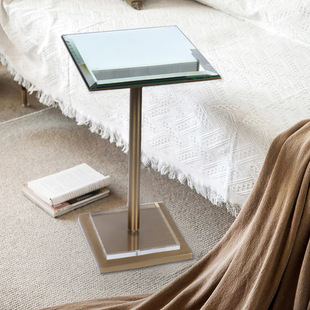 Light Luxury Home Hotel Villa living room TV cabinet sofa small table coffee table glass square balcony mini side table