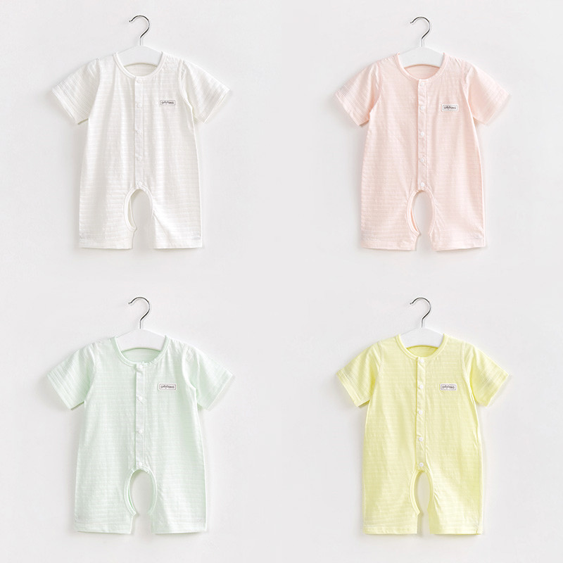 Bebé mono verano delgada recién nacido Ropa aire acondicionado entrepierna abierta mameluco manga corta masculina y femenina Bebé Ropa de verano