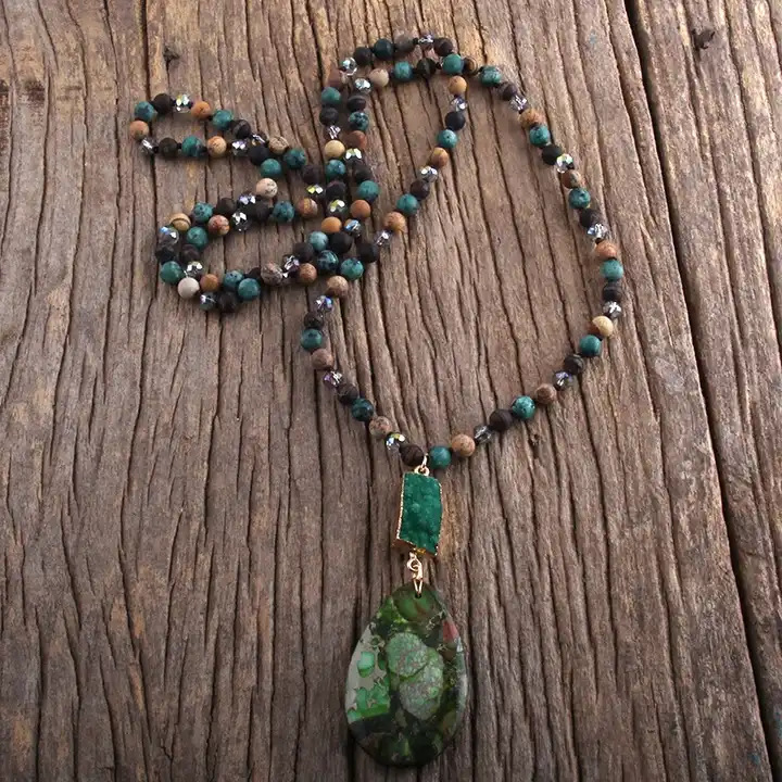75g Weight Semi-precious stone, Natural Stone Pendant Material Sweater Chain Classification Semi-precious stone, Natural Stone Chain Material 1 Piece Quantity Daily Occasion Semi-precious stone, natural stone Material Water Droplets Pattern Unisex Gender Beaded Design Bohemian Style Bohemian Water Droplets Semi-precious Stone Natural Stone Sweater Chain In Bulk Natural Stone Necklace 14