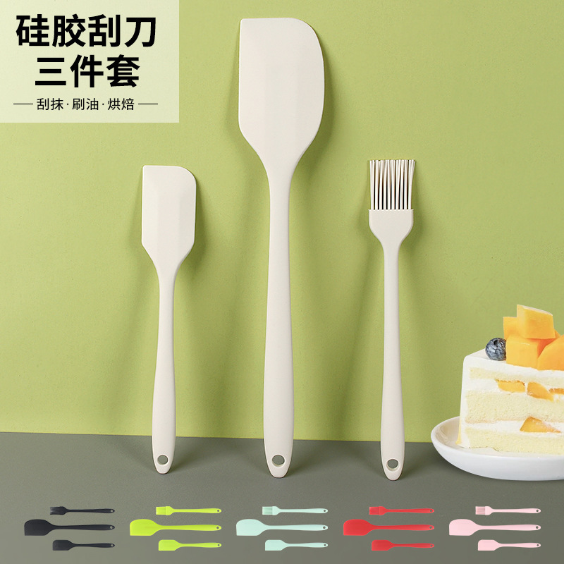 in stock One-piece Silicone Scraper Oil Brush 3-piece Baking Cream Spatula Single Cake Scraper Baking Tool
