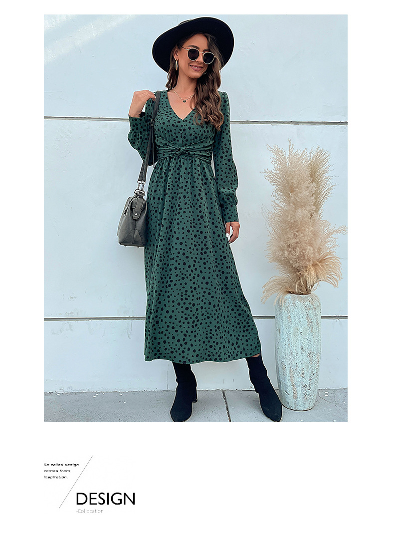 Sea Green Leopard Patchwork Detail Quarter Zip Collared Plus Size Mini Dress main image 1