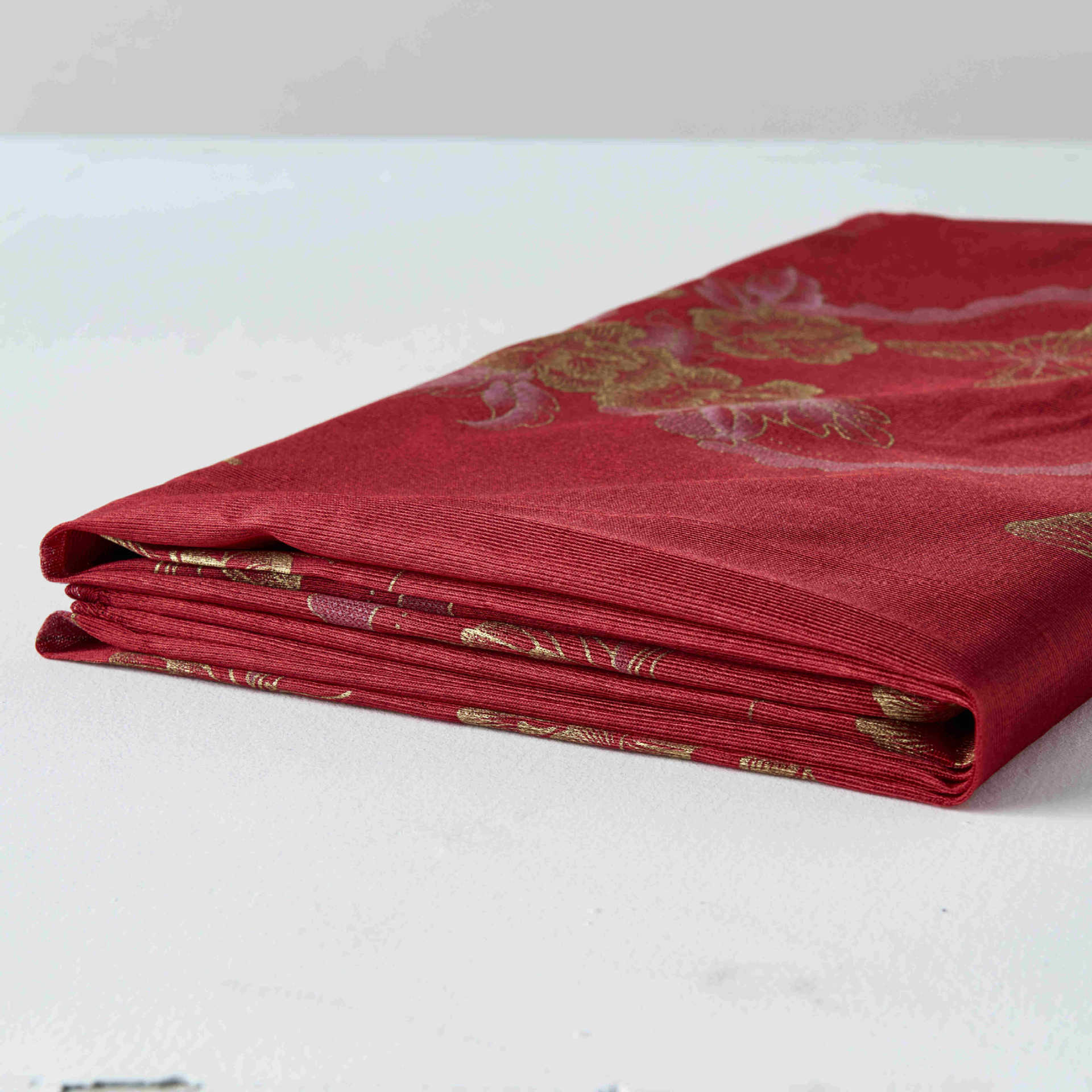 70 gramos de telas de colchón de urdimbre rojo feliz impresión de tejido de punto tela de colchón de urdimbre impresa de plantas image 5