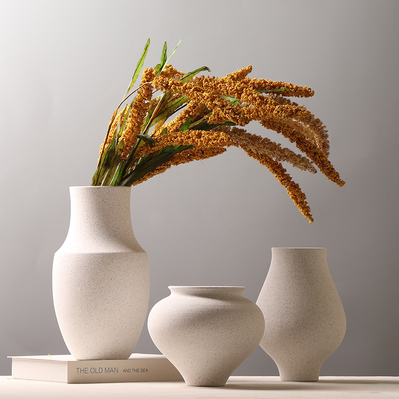 Nordic minimalist ceramic vase sample room creative frosted dot floral arrangement decoration item Bo Gua Jia object display piece modern