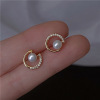 Universal advanced earrings from pearl, silver needle, simple and elegant design, high-quality style, micro incrustation