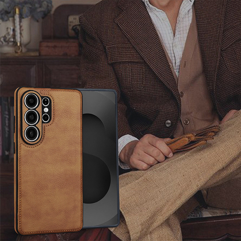 Simple and Suitable for Samsung S26Ultea Mobile Phone Case, Business Leather Cover, S24Ultra High-End Retro Leather Anti-Fall Protection Simple and Suitable for Samsung S26Ultea Mobile Phone Case, Business Leather Cover, S24Ultra High-End Retro Leather Anti-Fall Protection