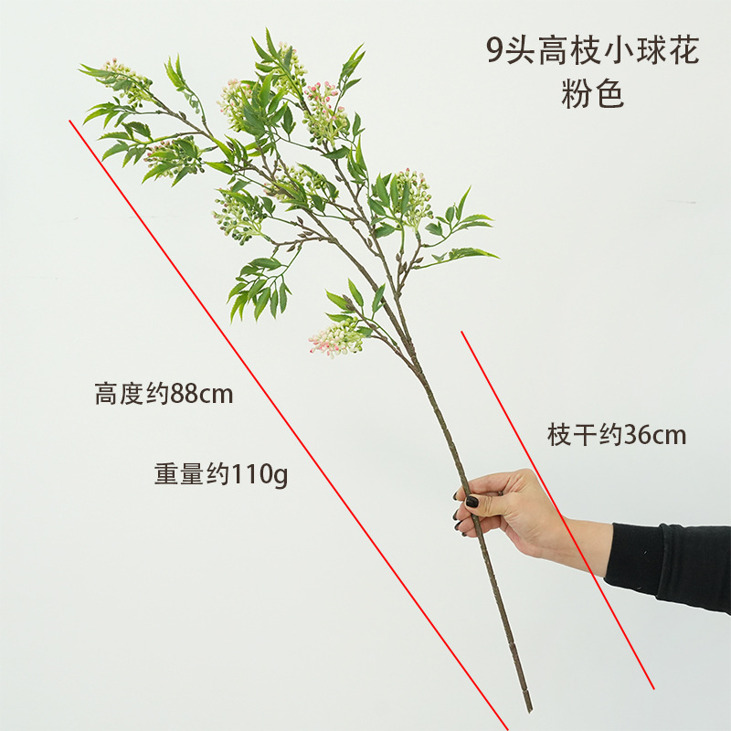 9개의 높은 가지 작은 공 꽃 - 분홍색 과일
