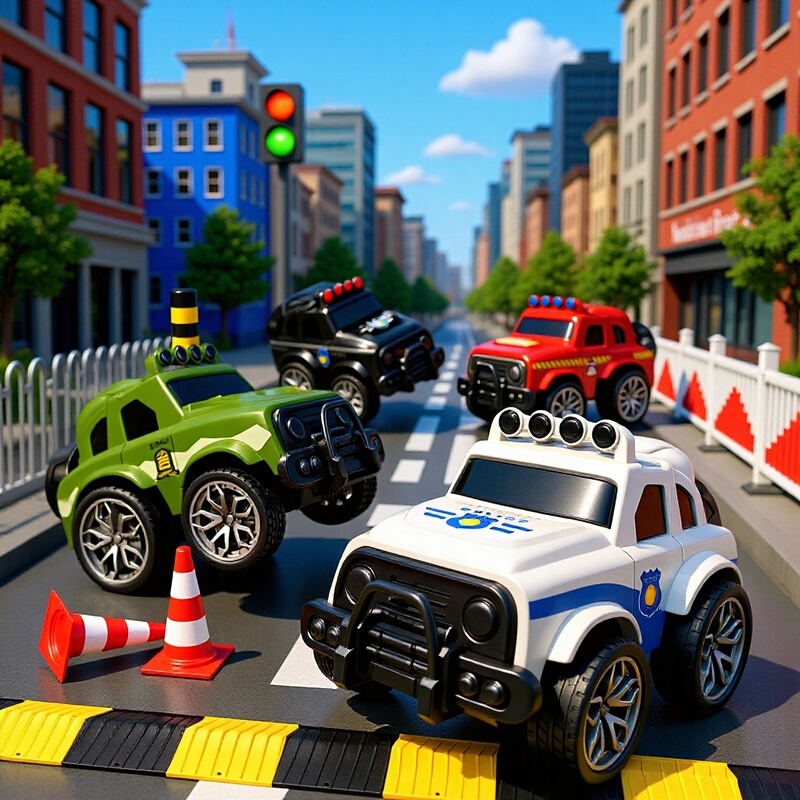 Tiktok-Style Pull-Back Inertial Police Pickup Stunt Off-Road Special Police Children's Toy Car Racing Playground Gift