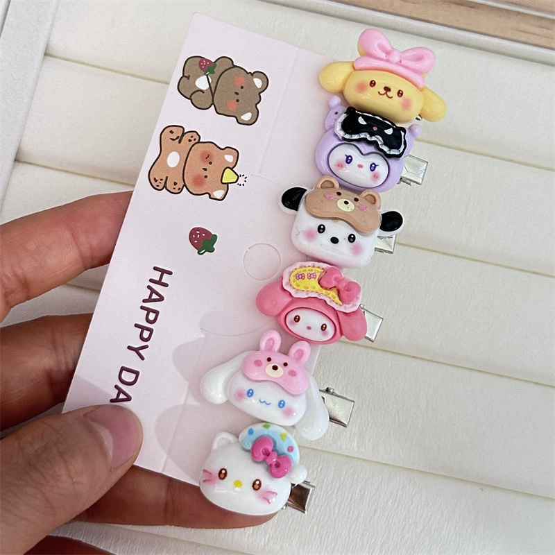 Набор аксессуаров для волос (Hello Kitty) — 10 штук милых японских мультяшных заколок, шпильки и резинки, розовый