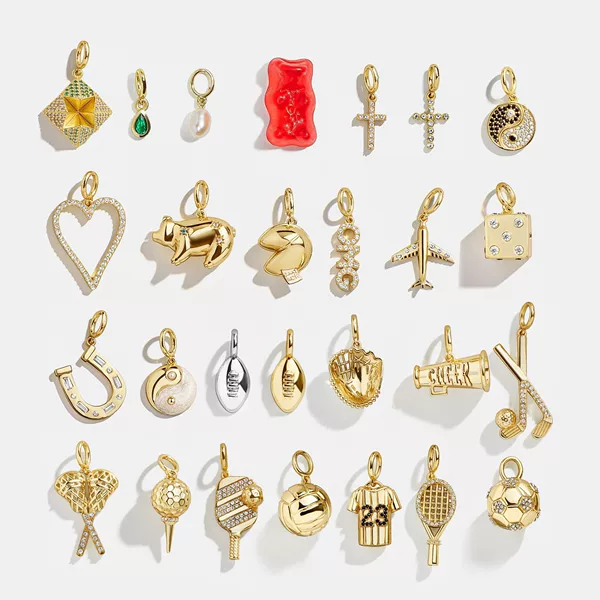 Jiaoxiang European and American Stainless Steel Sports Series Tennis Volleyball Hockey DIY Pendant Vacuum Electroplating 18K Gold