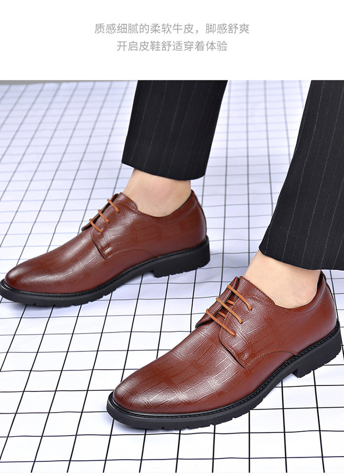 Giày da nam công sở da bò hai lớp, tăng chiều cao 3 cm, dây buộc phía trước — Màu nâu 3993, Màu đen 3993 chi tiết 22