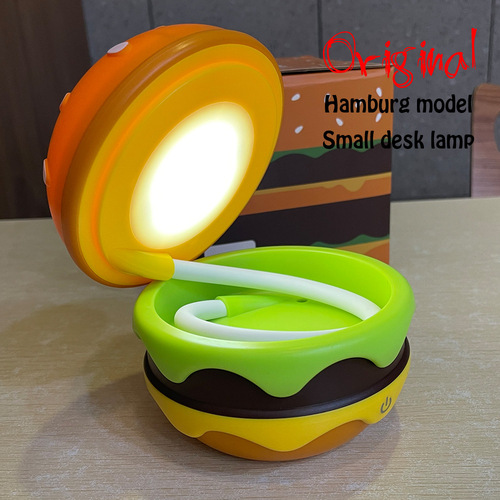 Cute creative hamburger night light hamburger table lamp retractable soft bracket lamp curved lamp atmosphere lamp gift lamp
