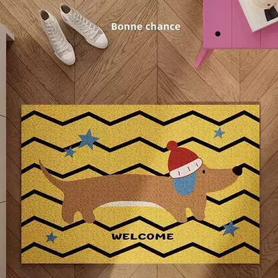 Avtomobil döşəmə paspasları — Anti-Slip Mats, Can Be Cut - pointed-tail-black-striped-dachshund-40x60cm