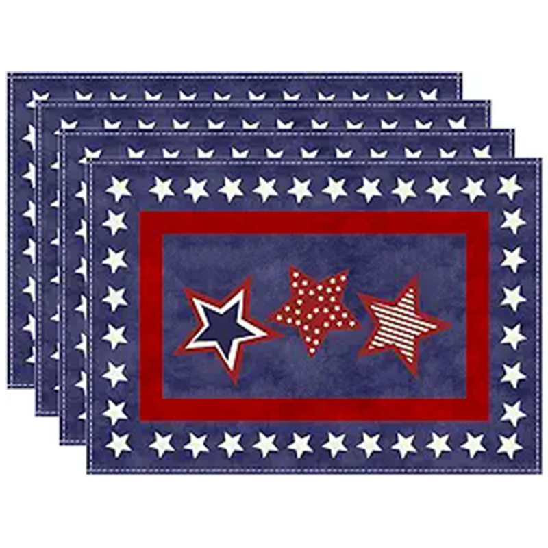 Transfronterizos lino almohadilla de mesa Aliexpress TEMU Amazon almohadilla de mesa cuadrada búfalo rojo almohadilla de Navidad Día de la Independencia