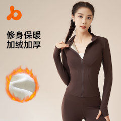 Juyitang 秋と冬のトップスフィットネスウェア痩身ランニングスポーツコート厚く暖かいベルベットヨガウェア