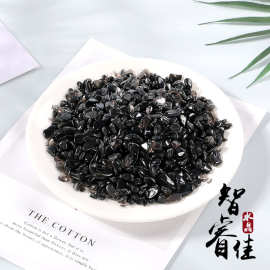 厂家批发天然黑曜石碎石 香薰石水晶碎石 供佛消磁石鱼缸石造景石
