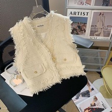 流苏编织叠穿坎肩马甲女2024春季法式高级漂亮小众小香风内搭上衣