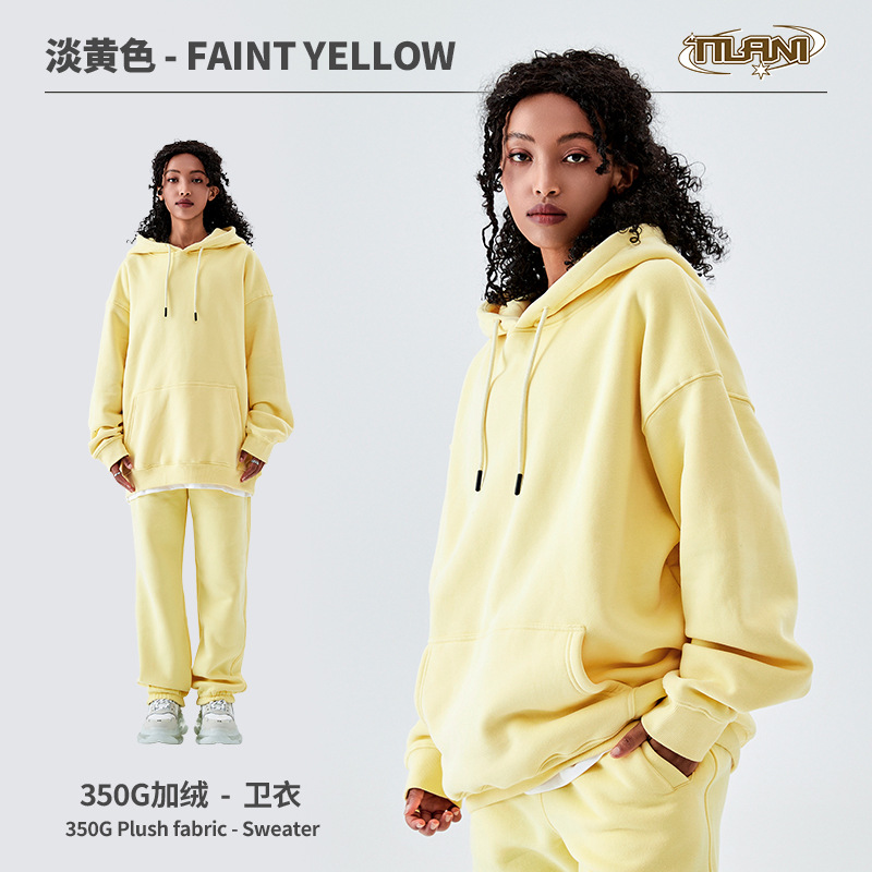 Conjunto deportivo unisex, sudadera con capucha y pantalón, forro polar grueso 350g, moda europea y americana