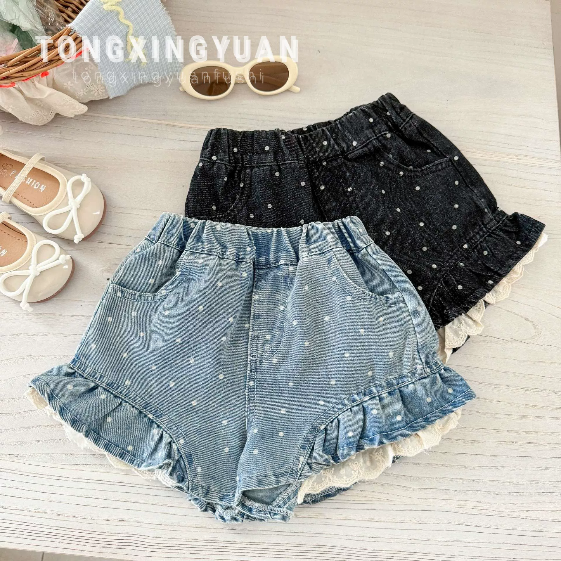 Детские стильные брюки Summer, шорты, джинсы, свободный крой