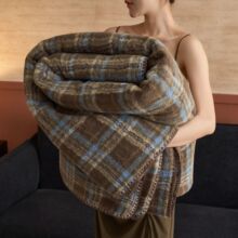 复古牛奶绒毛毯被子冬季加厚办公室珊瑚绒午睡小毯子沙发毯盖毯羊