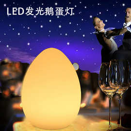 LED发光鹅蛋灯 红外遥控16色USB充电滚塑料防水鸡蛋形七彩小夜灯