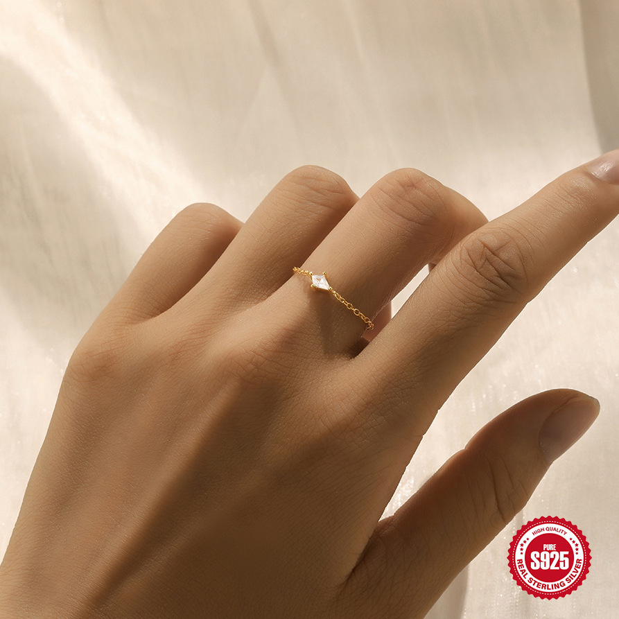 S925 plata de ley exquisita, compacta y versátil, circón en forma de cometa, anillo transfronterizo europeo y americano de moda de estilo ins ajustable