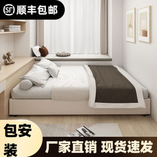 全實木榻榻米加密排骨架卧室地台床民宿酒店落地無床頭床架可批發