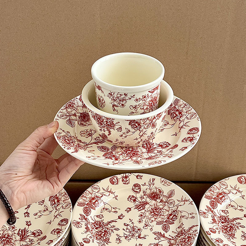 High-Value Vintage Dinner Plate Ceramic Bowl Plate Tableware Rice Bowl Flower Dessert Bowl Plate suit Breakfast Plate High-Value Vintage Dinner Plate Ceramic Bowl Plate Tableware Rice Bowl Flower Dessert Bowl Plate suit Breakfast Plate