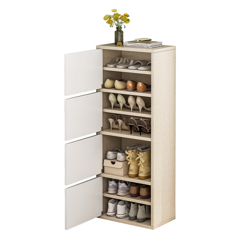 Zapatero puerta simple hogar almacenamiento económico interior hermoso multi-capa a prueba de polvo estrecho alto vertical pequeño zapato gabinete