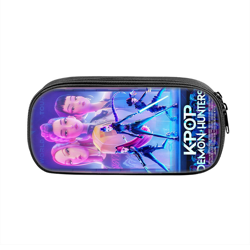国境を越えた新製品 Huntrix Kpop プリント周辺ペンバッグ ハンター魔女グループ 小中学生鉛筆文具箱|undefined
