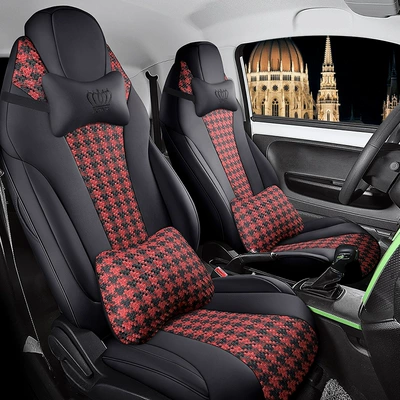 Modelə uyğun (Original) oturacaq örtükləri houndstooth car seat cushion high-end - scottish-red-deluxe-edition-two-seat-111