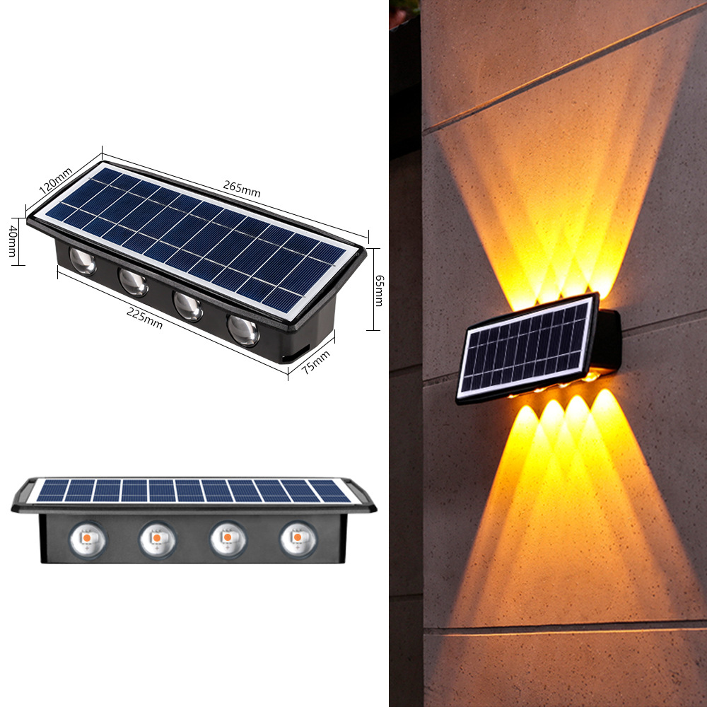 Lente convexa solar lámpara de pared lámpara de lavado hogar avanzada lámpara de paisaje impermeable Villa patio jardín arriba y abajo lámpara de pared