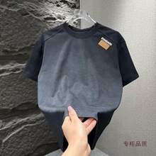 2025夏季时尚欧货轻奢潮流潮牌个性刺绣圆领短袖酷帅T恤上衣男士