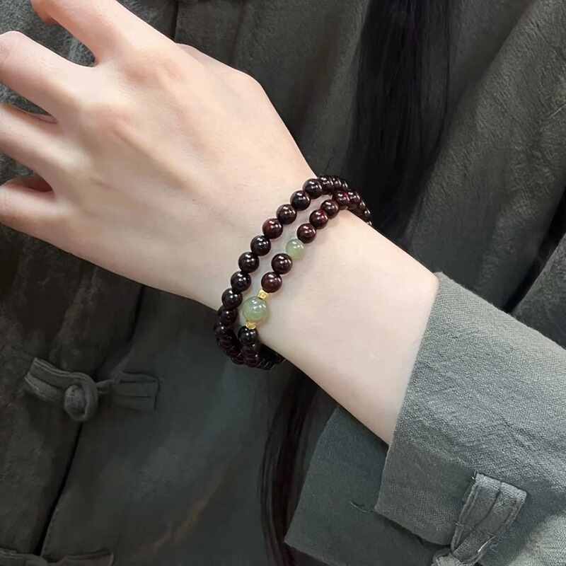 女性用の中国風の無地の幸運のブレスレット、中国風の文学的な二層ブレスレット、カップルデザイン、親友の甘いブレスレット|undefined