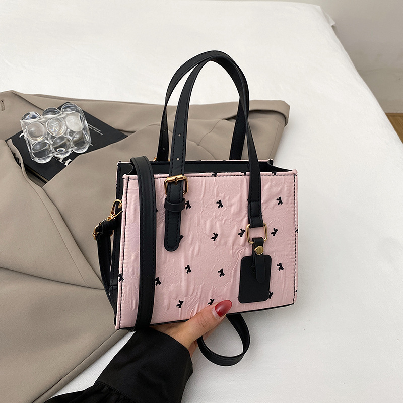 クロスボーダー新スタイルリボンプリントトートバッグ大容量ファッショナブルな質感シングルショルダー脇の下バッグ学生通勤バッグ女性|undefined