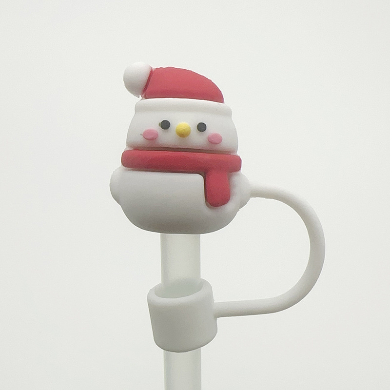 Nuevo transfronterizo de 10 mm tapa de paja de Navidad de alce goma blanda tapa de paja de dibujos animados de Navidad tapa de polvo tapa de paja