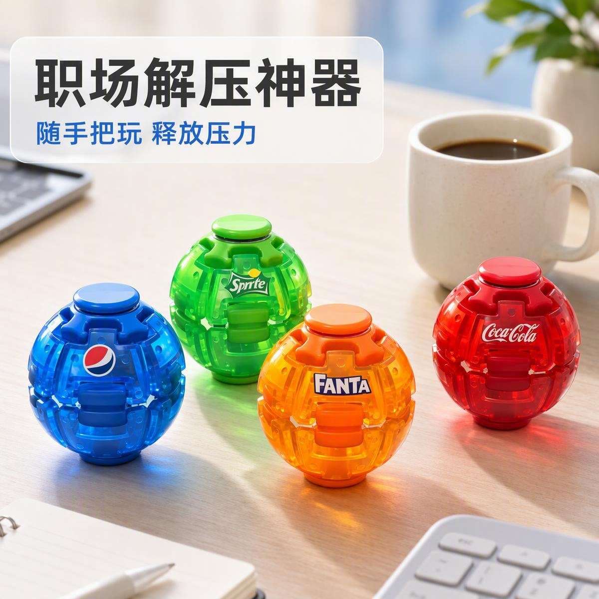 Cross-border bestseller 3D printed stress-relief ball, press-and-rotate finger spinner, portable office boredom buster, squeeze stress-relief ball
